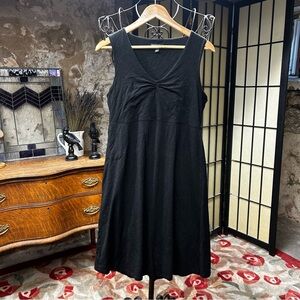 Toad&Co Rosemarie Black Tank A-line, V-neck , Double Layer Bodice Dress: LARGE